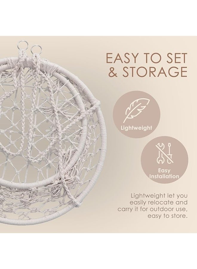 Antikiano Macrame Hanging Chair Swing Chair with Tassels, Bohemian Style Cotton Rope Mesh Hammock Chair for Indoor & Outdoor Perfect Decor and Relaxation Choice for Home, Garden, Patio, Yard - Image 2